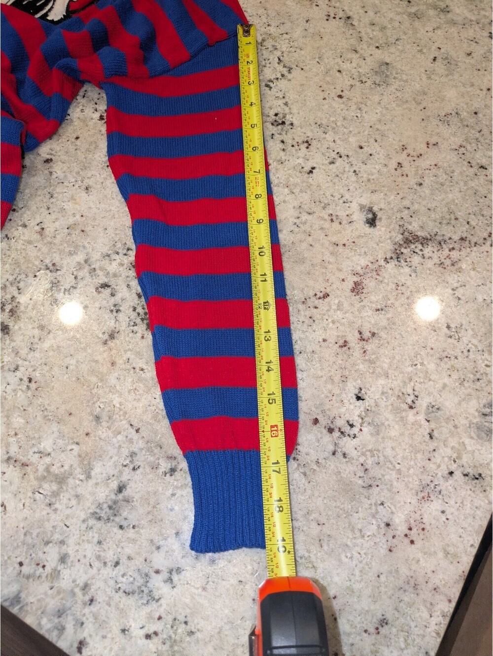 Peanuts Snoopy Christmas Sweater S Red Blue Striped Santa Fuzzy Holiday - Picture 9 of 11
